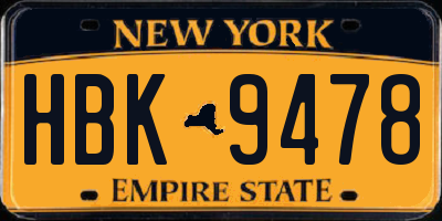 NY license plate HBK9478