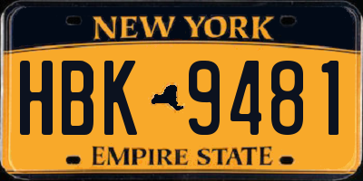 NY license plate HBK9481