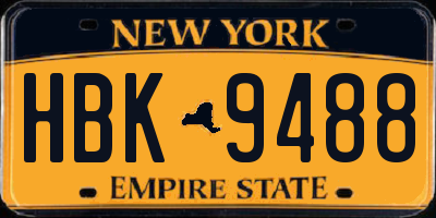 NY license plate HBK9488