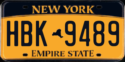 NY license plate HBK9489