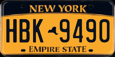 NY license plate HBK9490