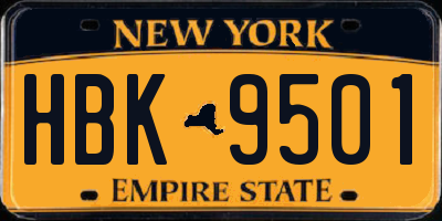 NY license plate HBK9501