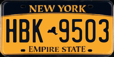NY license plate HBK9503