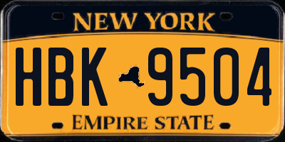 NY license plate HBK9504