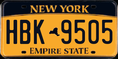 NY license plate HBK9505