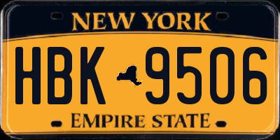 NY license plate HBK9506