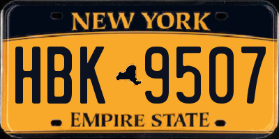 NY license plate HBK9507