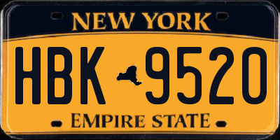 NY license plate HBK9520