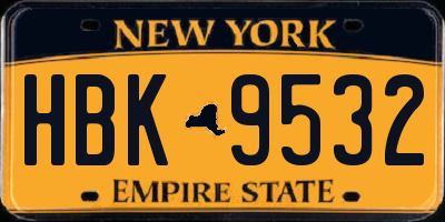 NY license plate HBK9532