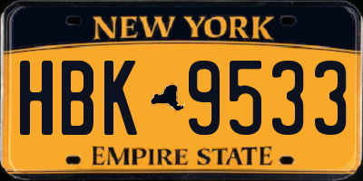 NY license plate HBK9533