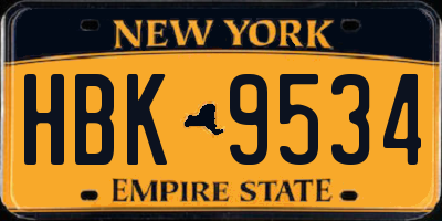 NY license plate HBK9534
