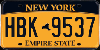 NY license plate HBK9537