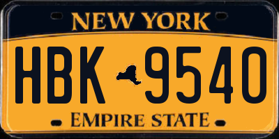 NY license plate HBK9540