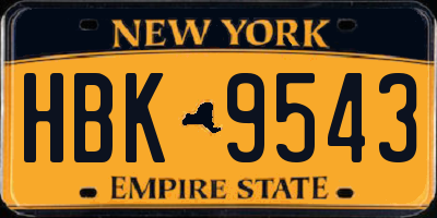 NY license plate HBK9543
