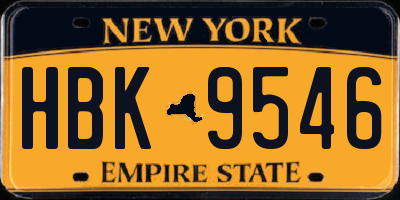 NY license plate HBK9546