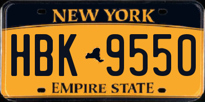 NY license plate HBK9550