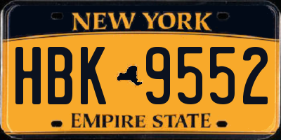 NY license plate HBK9552