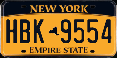 NY license plate HBK9554