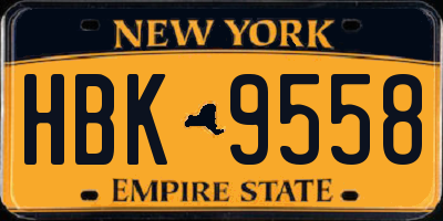 NY license plate HBK9558