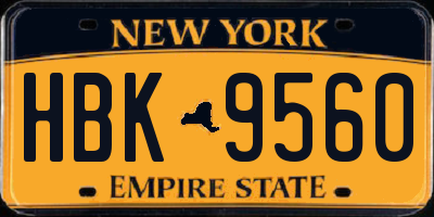NY license plate HBK9560