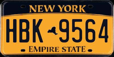 NY license plate HBK9564