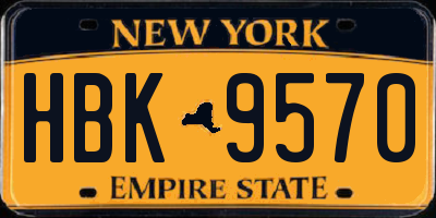 NY license plate HBK9570