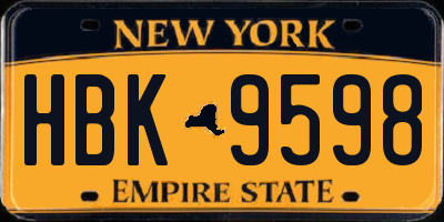 NY license plate HBK9598