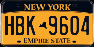NY license plate HBK9604