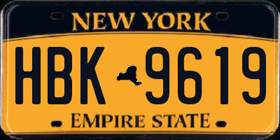 NY license plate HBK9619