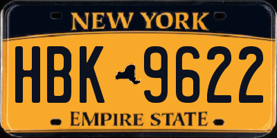 NY license plate HBK9622