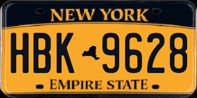 NY license plate HBK9628