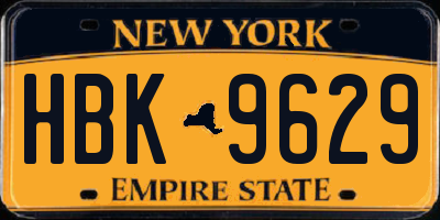 NY license plate HBK9629