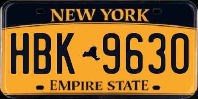 NY license plate HBK9630