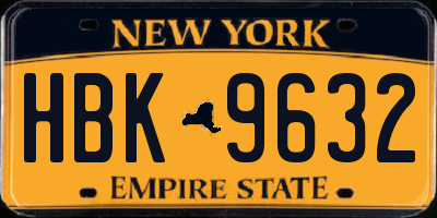 NY license plate HBK9632