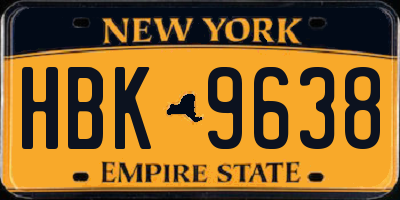 NY license plate HBK9638