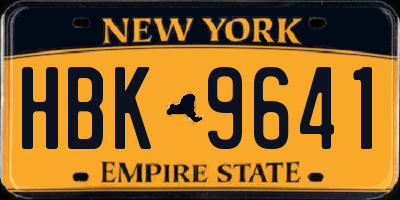 NY license plate HBK9641
