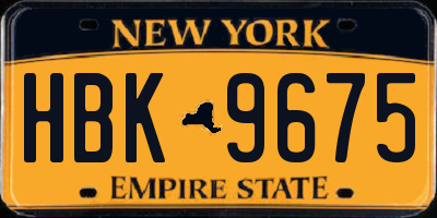 NY license plate HBK9675
