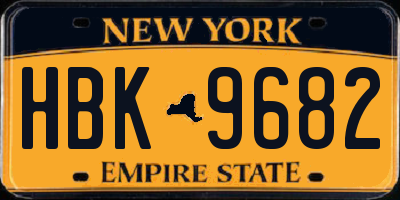 NY license plate HBK9682