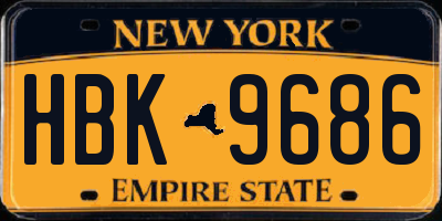 NY license plate HBK9686