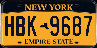 NY license plate HBK9687