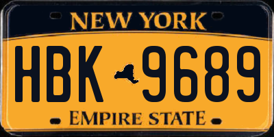 NY license plate HBK9689