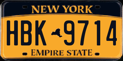 NY license plate HBK9714