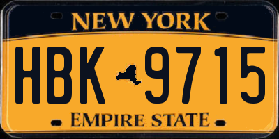 NY license plate HBK9715