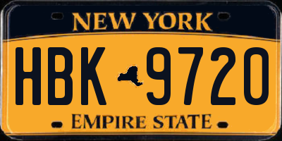 NY license plate HBK9720
