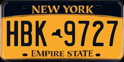 NY license plate HBK9727