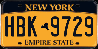 NY license plate HBK9729