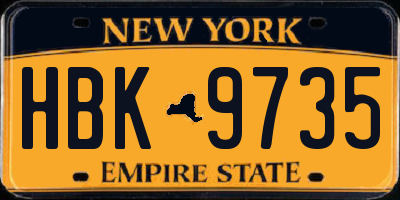 NY license plate HBK9735