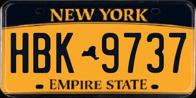 NY license plate HBK9737