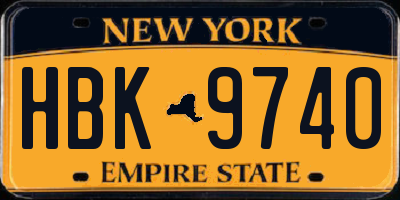 NY license plate HBK9740