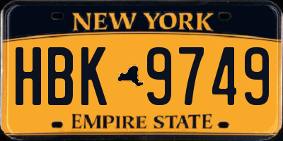 NY license plate HBK9749